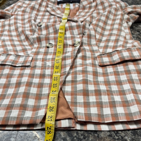 Nine West Plaid Blazer in Orange and Cream with Teal shorts set M - Picture 16 of 16